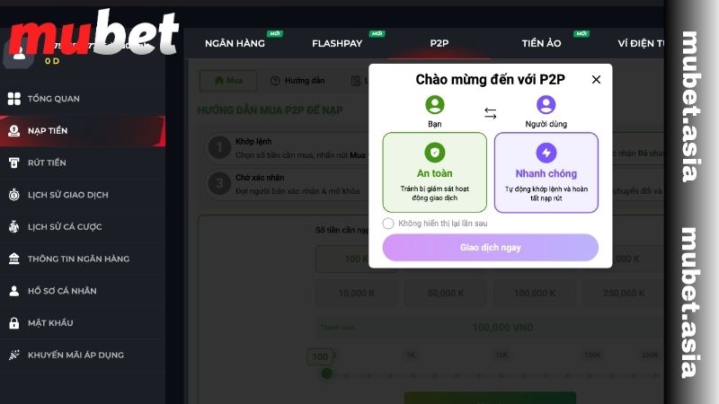 Những lưu ý quan trọng khi nạp tiền MUBET