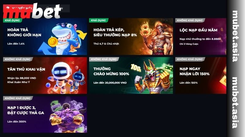 Tổng hợp các khuyến mãi tại MUBET